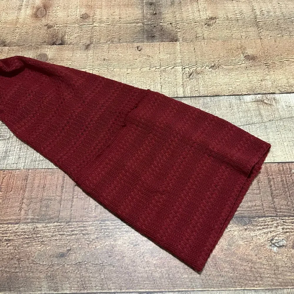 Free People Red Sweater Sz XS Cropped Bell Sleeves Lightweight Boho Festival